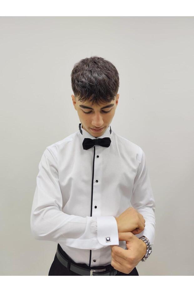 قميص رجالي بياقة أتا وطوق واحد
