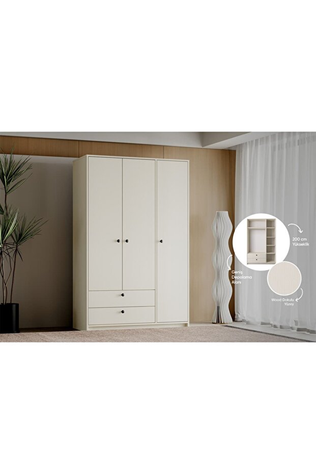 Loren 3 Kapaklı Dolap - 3