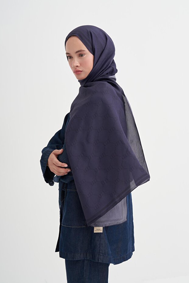 Grace Monogram Floş Şal Morcivert - 2