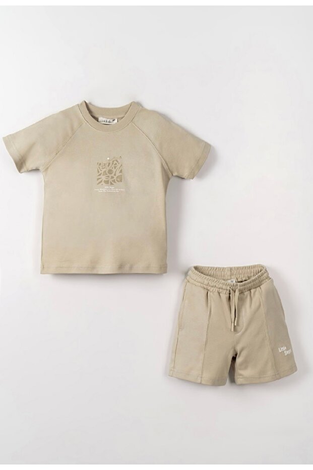 Li̇mi̇ Baby Boy & Children's Soft, Flexible, Structured Cotton Combed Shorts Set