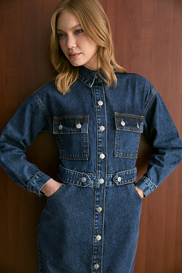 Denim Elbise 32-8006 - 6