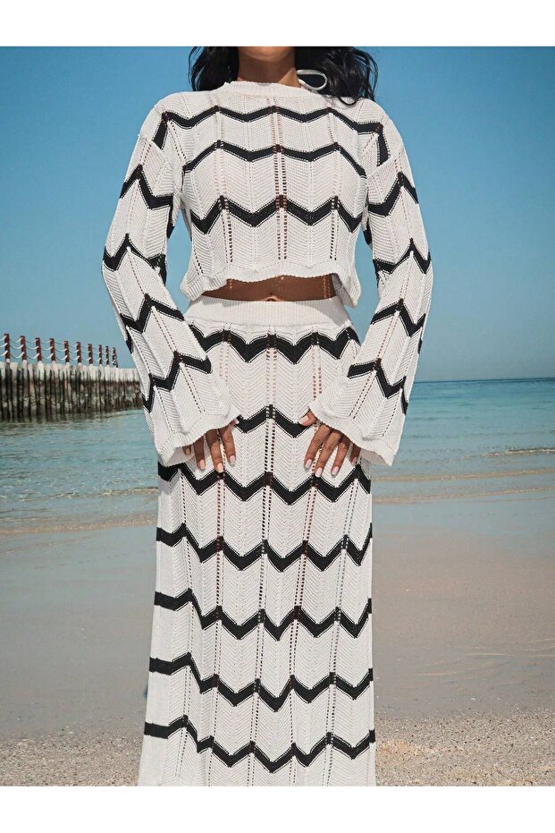 طقم شاطئ عصري منقوش - 3