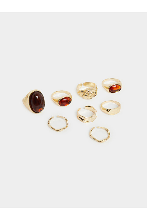 Pack of 8 - Gold Tone Statement Rings