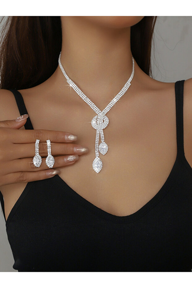 2-Piece Embellished Necklace And Earrings Jewelry Set