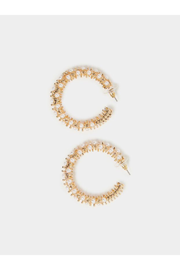 Gold Pearl Hoop Earrings