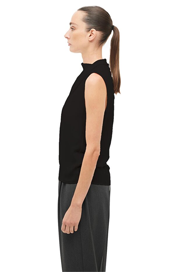 Siyah Degaje Yaka Bluz - 3