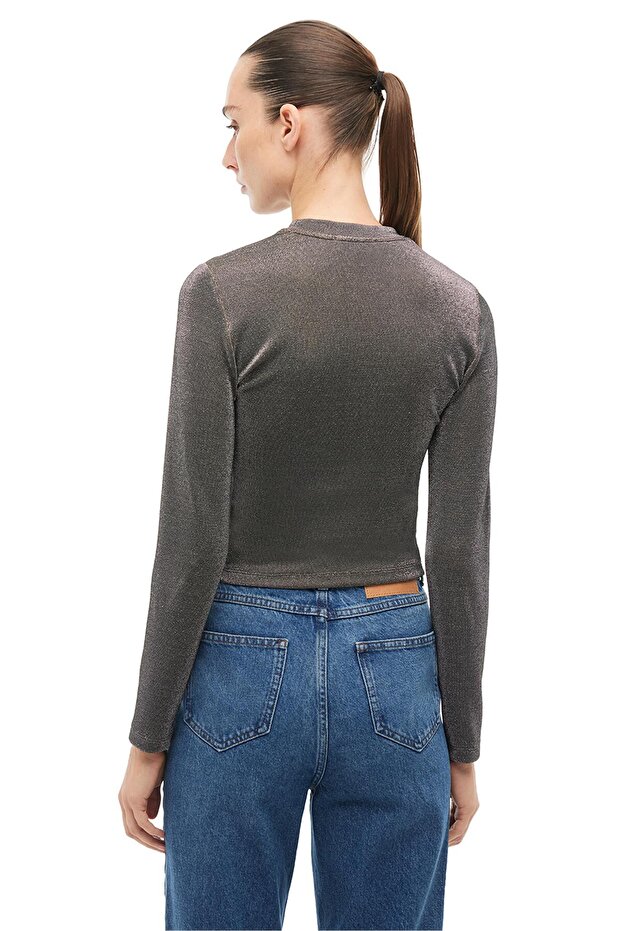 Siyah Bisiklet Yaka Bluz - 3