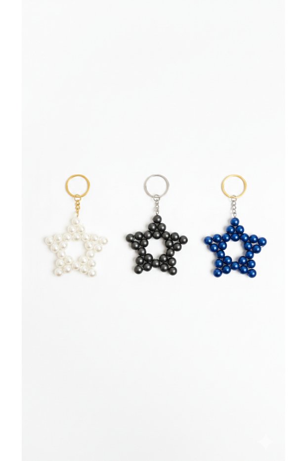 3 Pieces Star Bead Keychain Birthday Promise Engagement Wedding