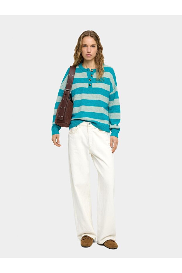 Çizgili Örme Kazak - 2