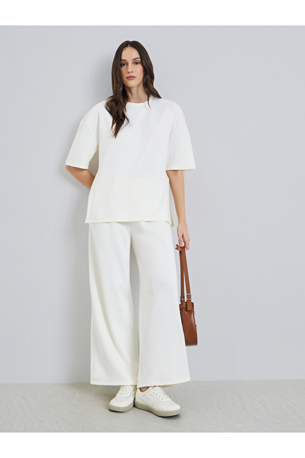 Women White Wide Leg Joggers
