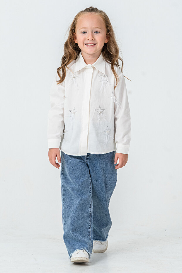 Star Stone Shirt and Trousers Girls' 2-Piece Set - 26K 4489