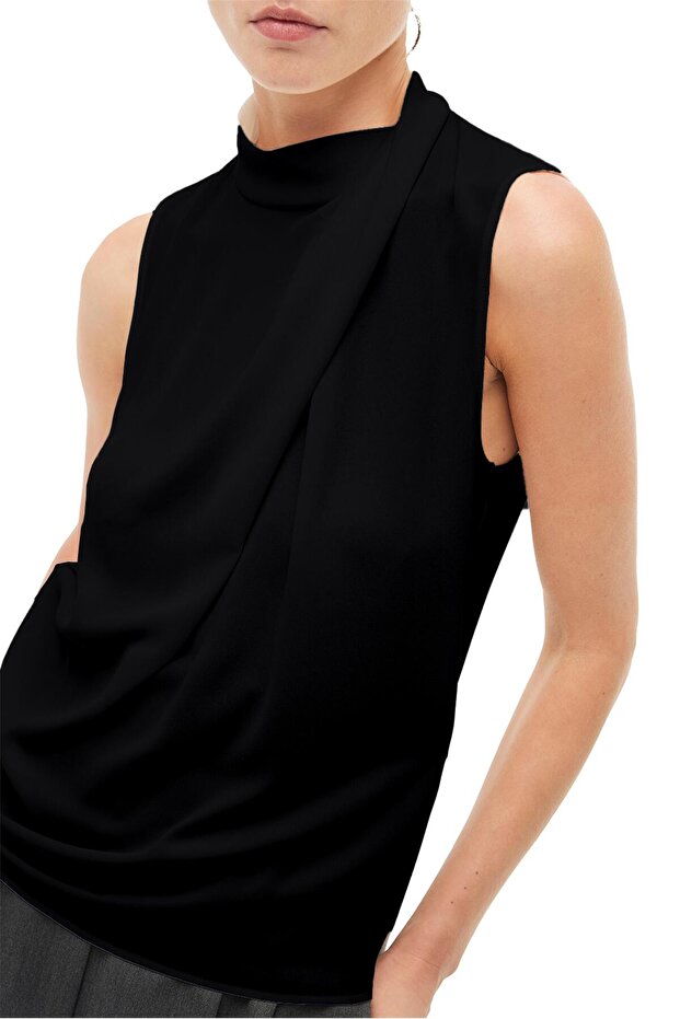 Siyah Degaje Yaka Bluz - 2