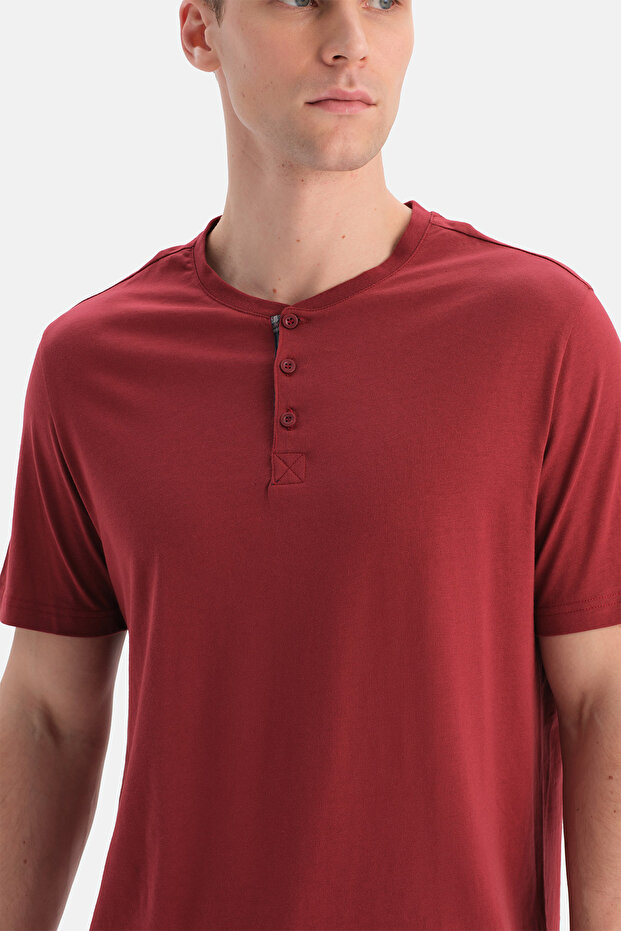 Set de trei piese cu mâneci scurte, culoare burgundy - 4