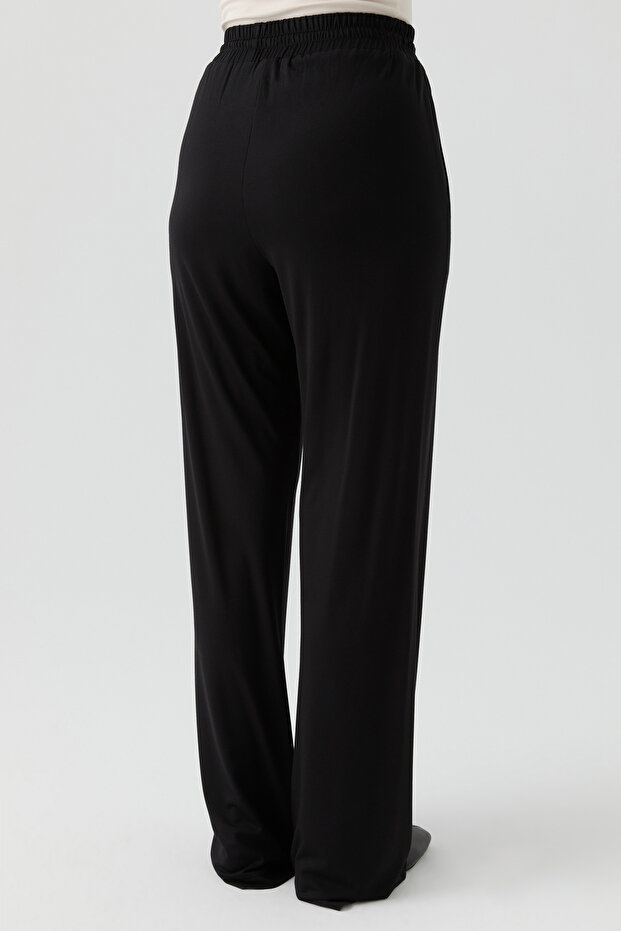Cepli Örme Pantolon - Siyah - 5