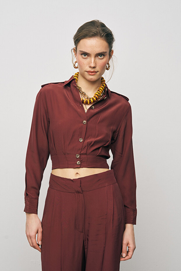 Women's Double-Breasted Crop Shirt