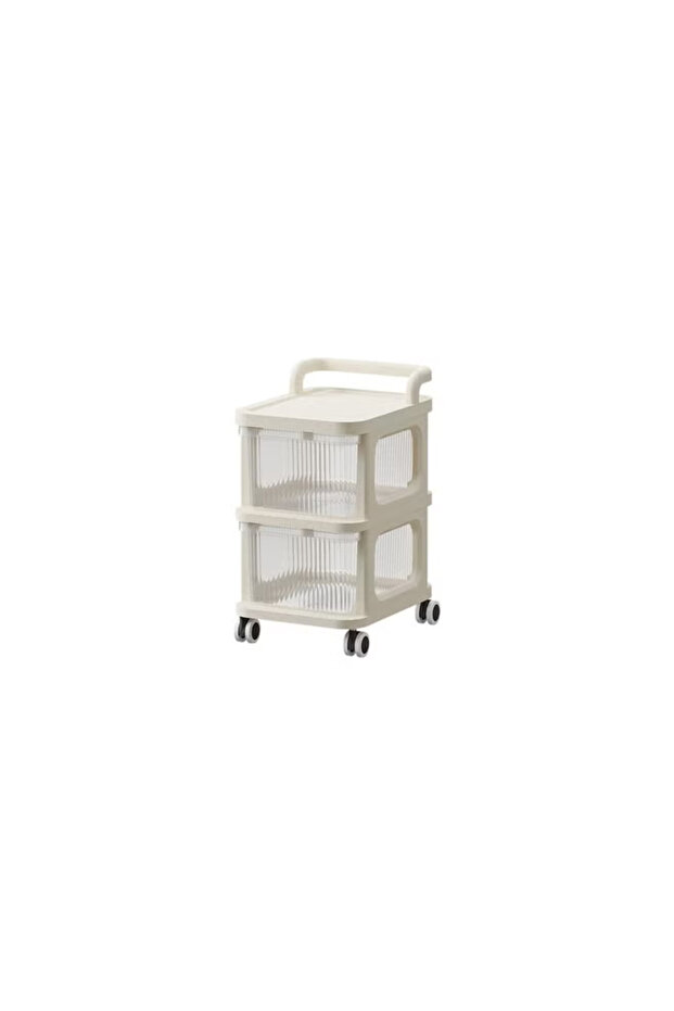 2-Tier Portable Plastic Storage Cabinet with Clear Acrylic Panels - 36x26.5x46CM