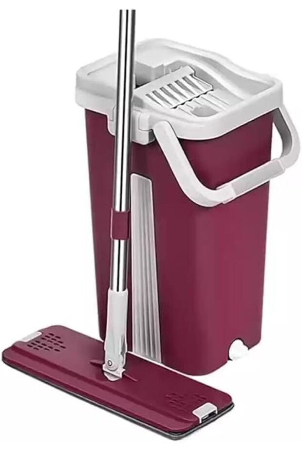 Care Scratch Anet Microfiber Mop with Plastic Handle and Bucket Set - Grey and Purple