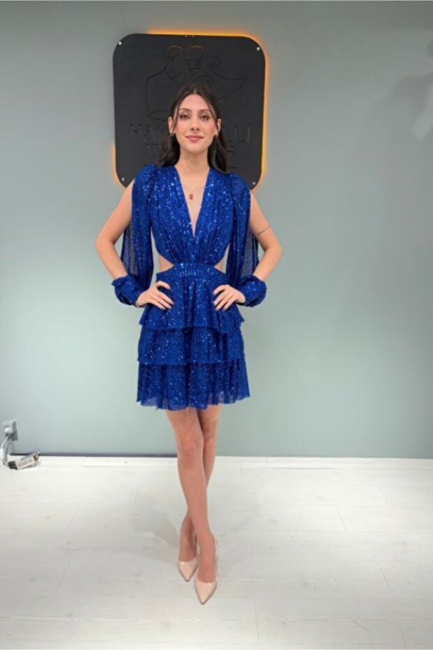 pullu mavi elbise - 3