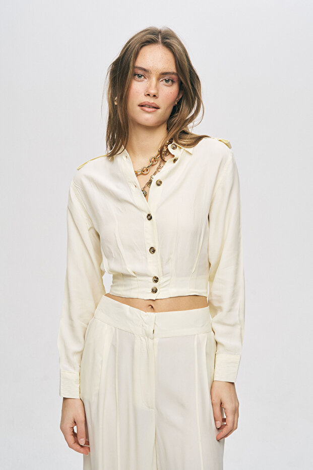 Women's Double-Breasted Crop Shirt