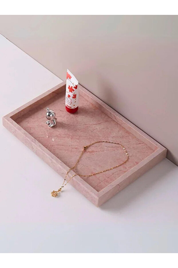 Natural Pink Marble Rectangular Tray - 4