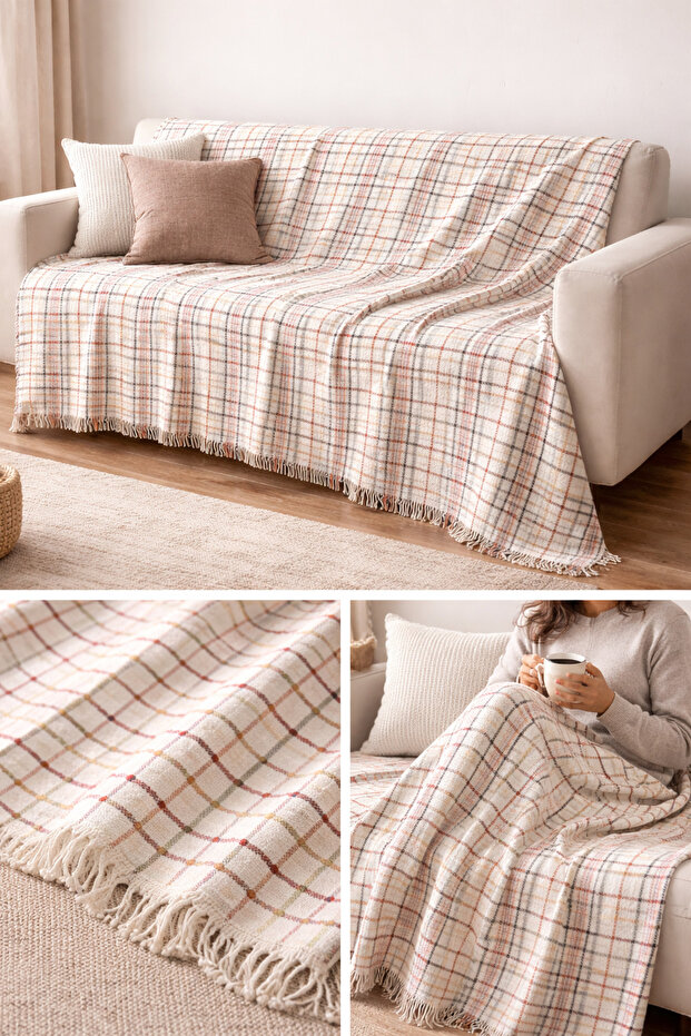 غطاء أريكة قطني متعدد الأغراض |   نمط مربع - 2