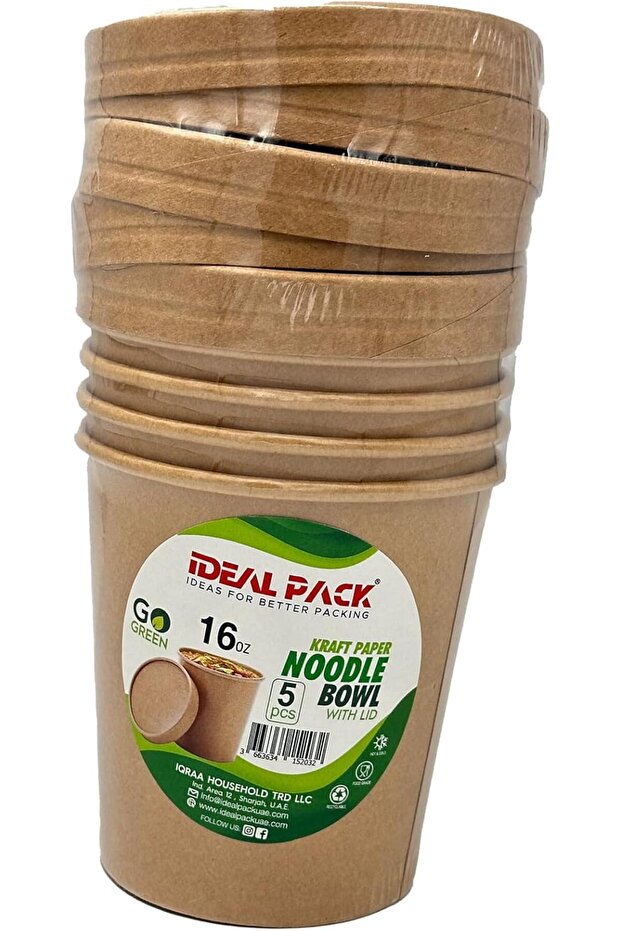 16 oz Kraft Paper Noodle Bowl with Kraft Lid