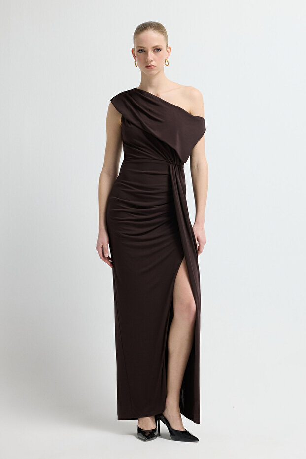 Yırtmaç Detaylı Örme Elbise - 4