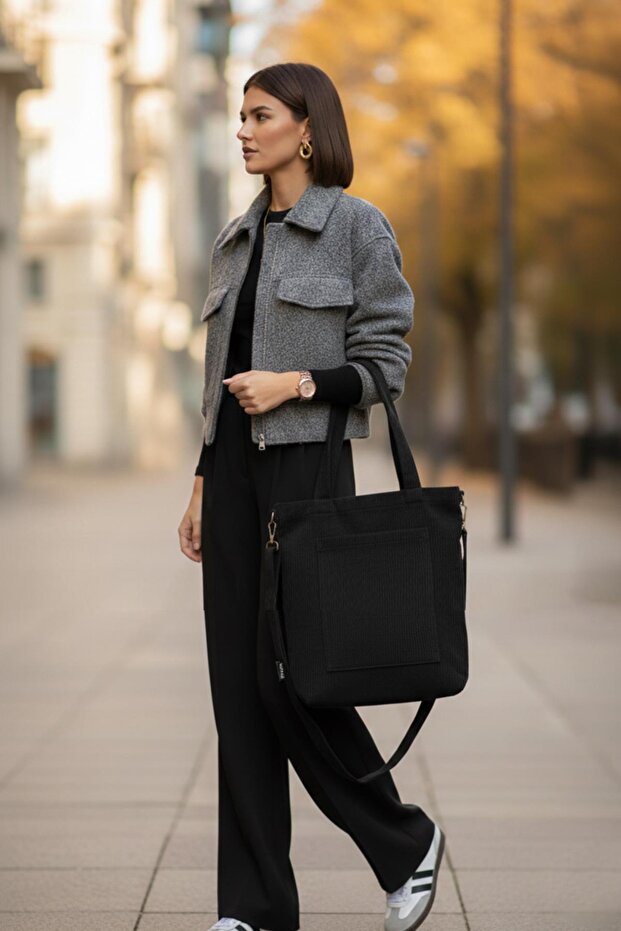 Volera Model Siyah Kadife Çanta - 8