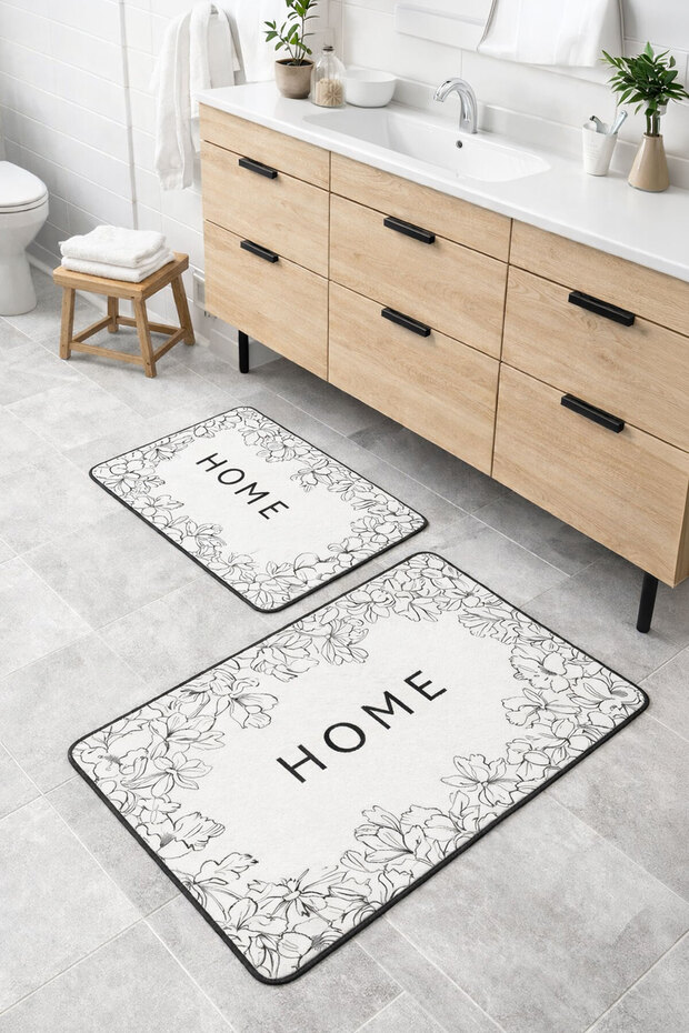 Digital Non-Slip Washable Double Modern Bath Mat Bathroom Rug Bathroom Decor (40X60 + 60X90 cm)