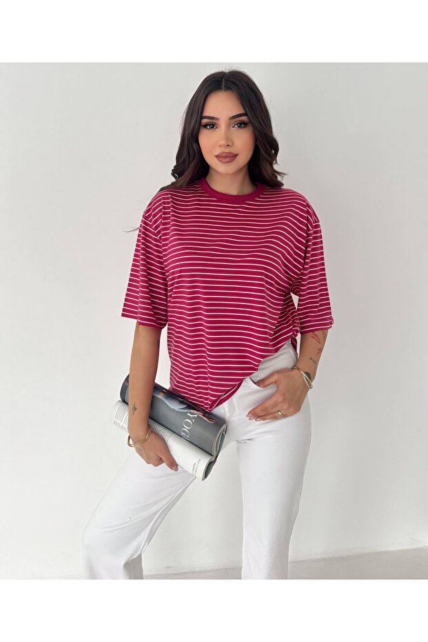 Striped Short Sleeve Oversize T-Shirt