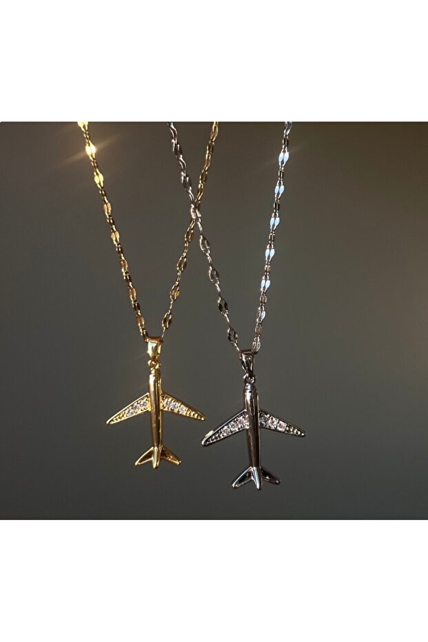 Çelik uçak sembolü kolye - 2
