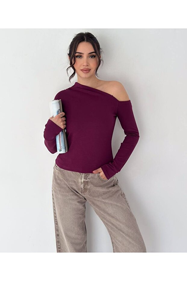 Boat Neck Blouse with Gathered Shoulder Detail