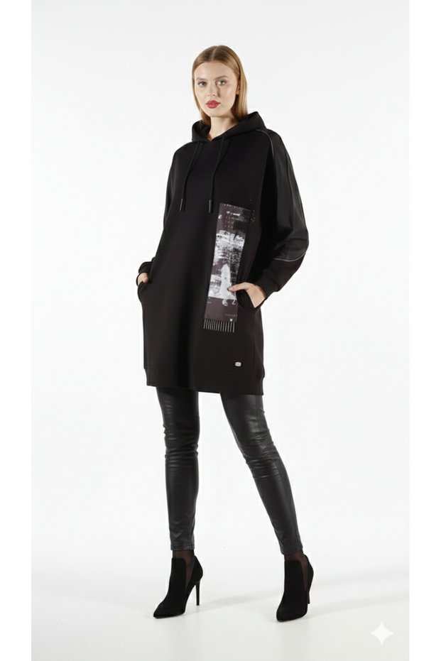 Oversize Wide Fit Design Tunic with Stone Embellishments