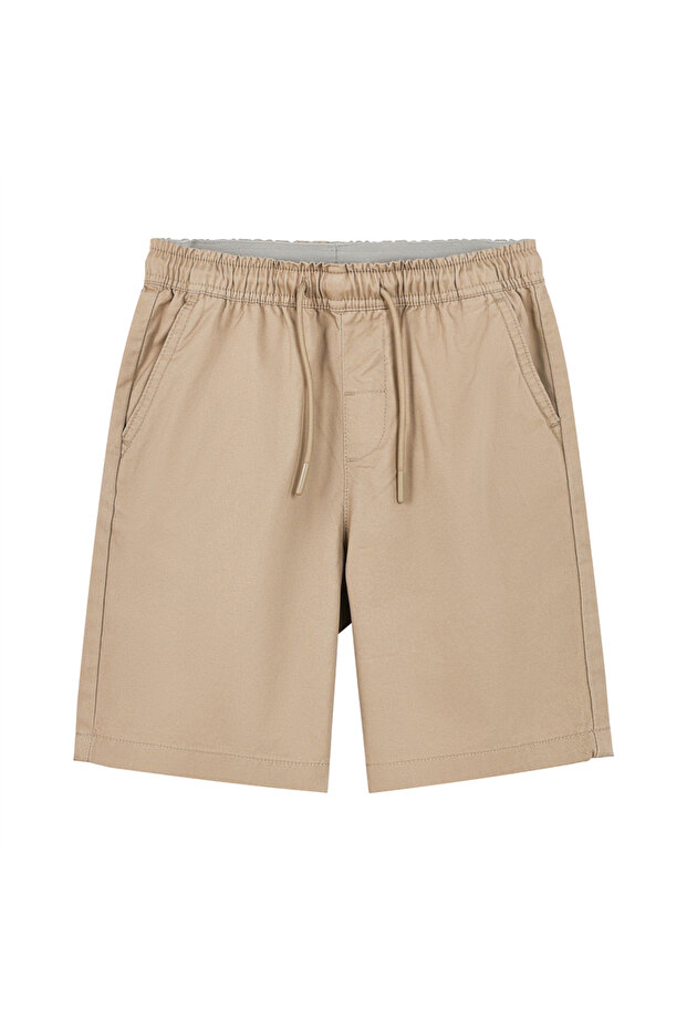 Kids’ Cotton Twill Drawstring Shorts with Elastic Waist