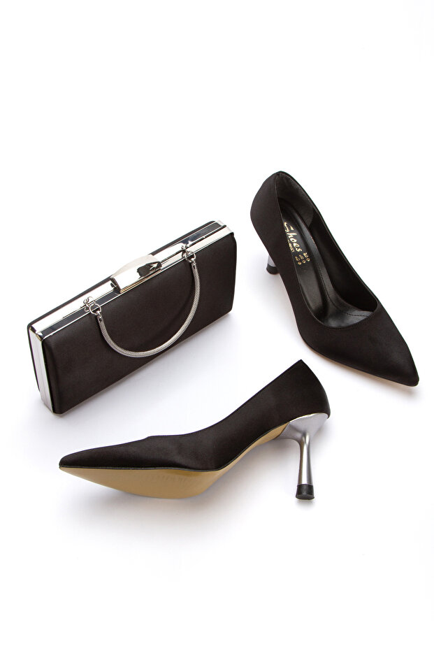 Black Evening Dress Shoes and Bag Set Suitable for Special Occasions