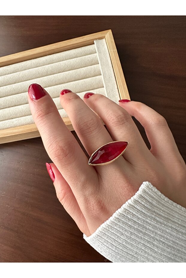 Red Stone Shuttle Ring - 4
