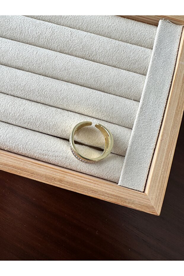 خاتم مرصع بالأحجار على شكل صف مزدوج - 3