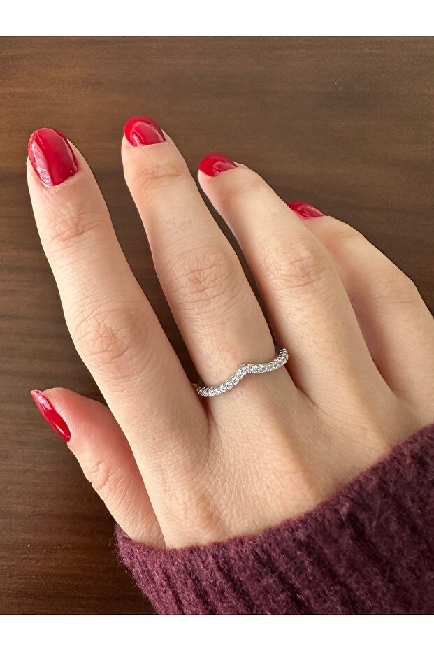 Silver Color Stone Direction Ring - 4
