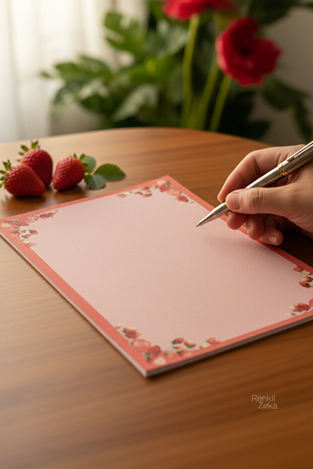 A5 Strawberry Patterned Notepad – 110 Gr Thick Paper Notepad 50 Sheets Notepad