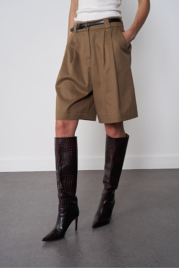 Pileli Bermuda Şort - 2