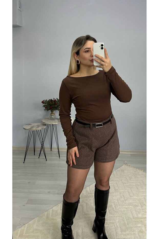 KEMERLİ KAŞE ŞORT - 4