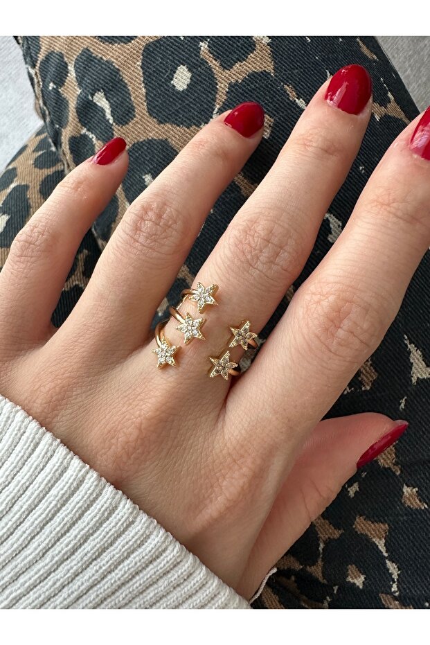 Gold Five Star Ring - 4