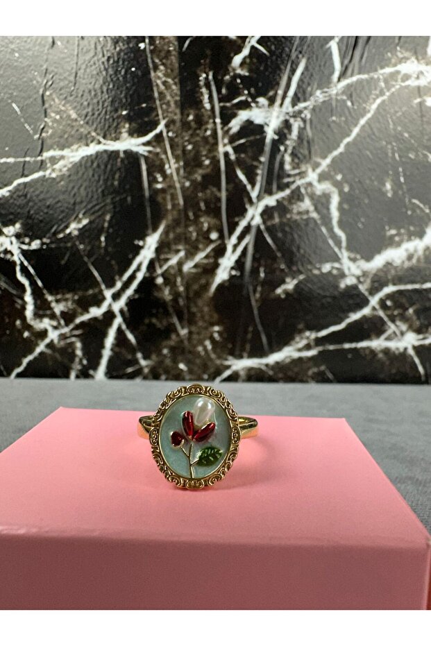 خاتم قابل للتعديل مطلي بالمينا - 2