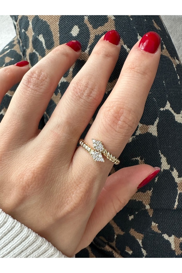 Gold Drop Model Snake Ring - 4