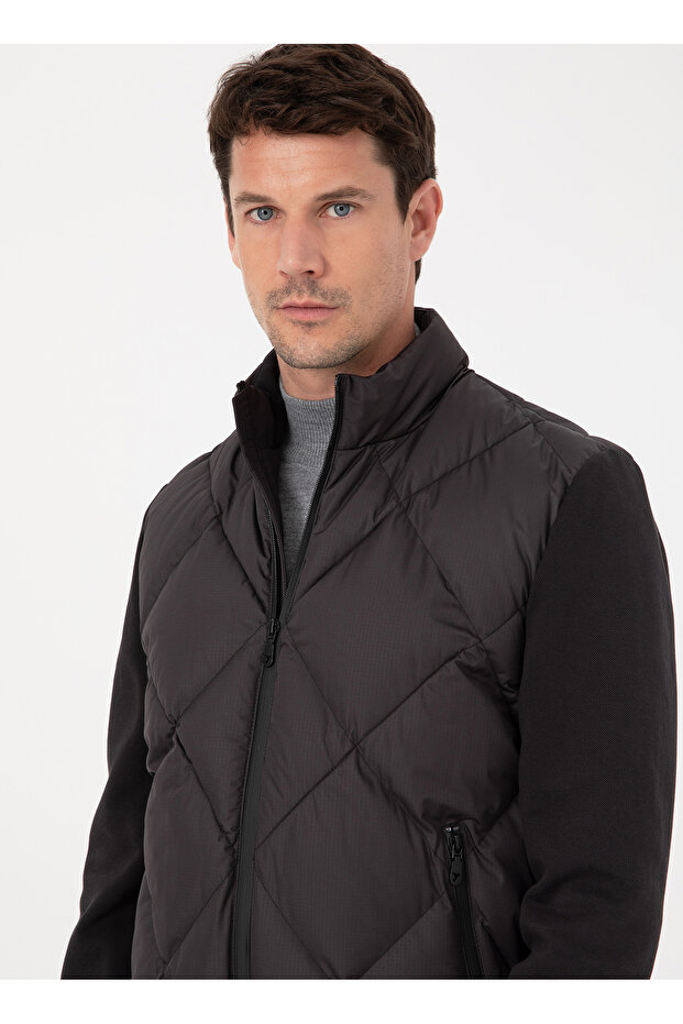 Siyah Erkek Basic Kapitone Mont ROBBY - 2