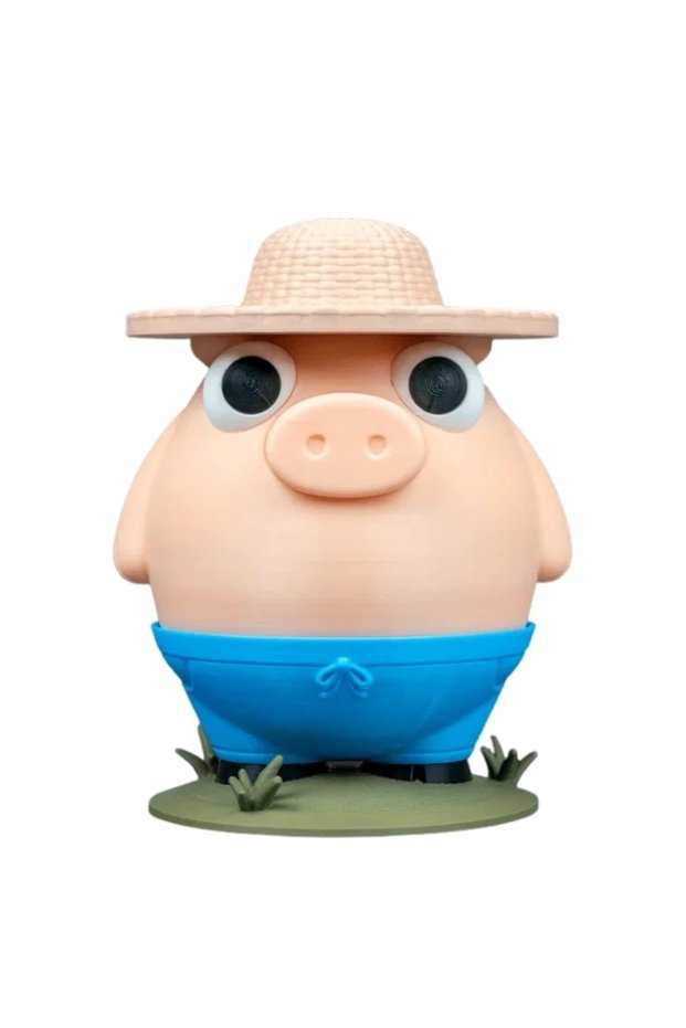 Farmer Piggy Bank 18 cm – Moving Money Collecting Decor 3D Printing