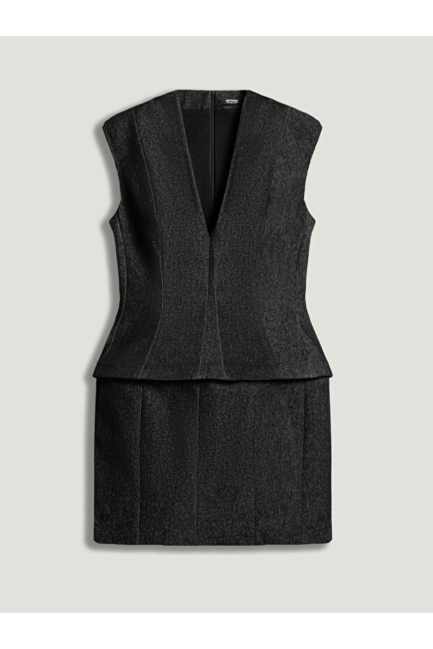 Vatkalı Mini Elbise - 5