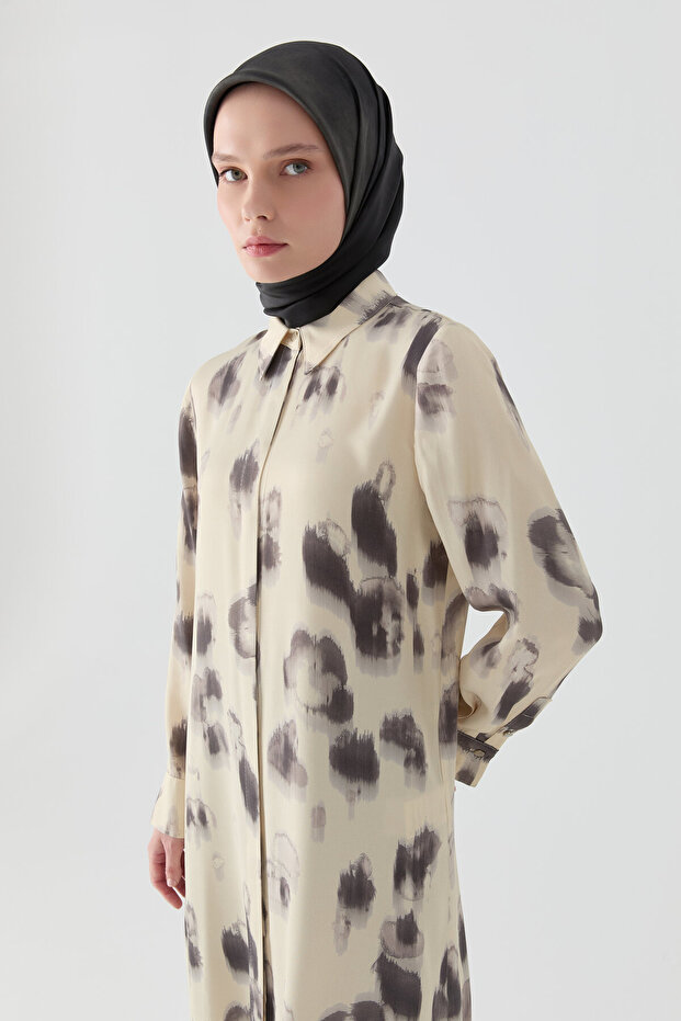 Fırça Desenli Tunik - Krem - 1