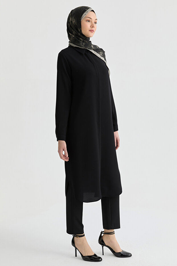 Gizli Patlı Basic Tunik - Siyah - 3