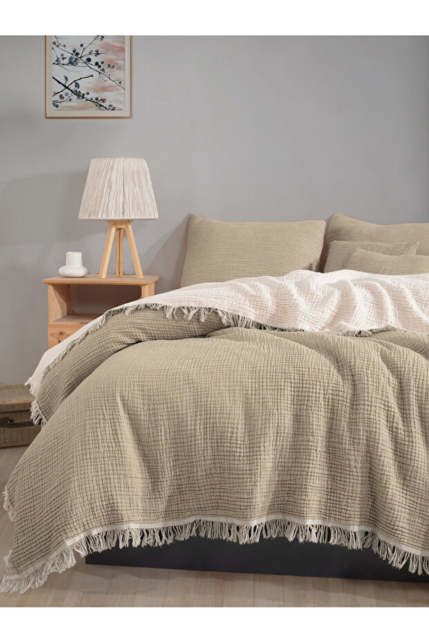 4 Layers Muslin Bedspread, Sofa Cover, Blanket, TV Blanket Single Size 160 x 240 Cm